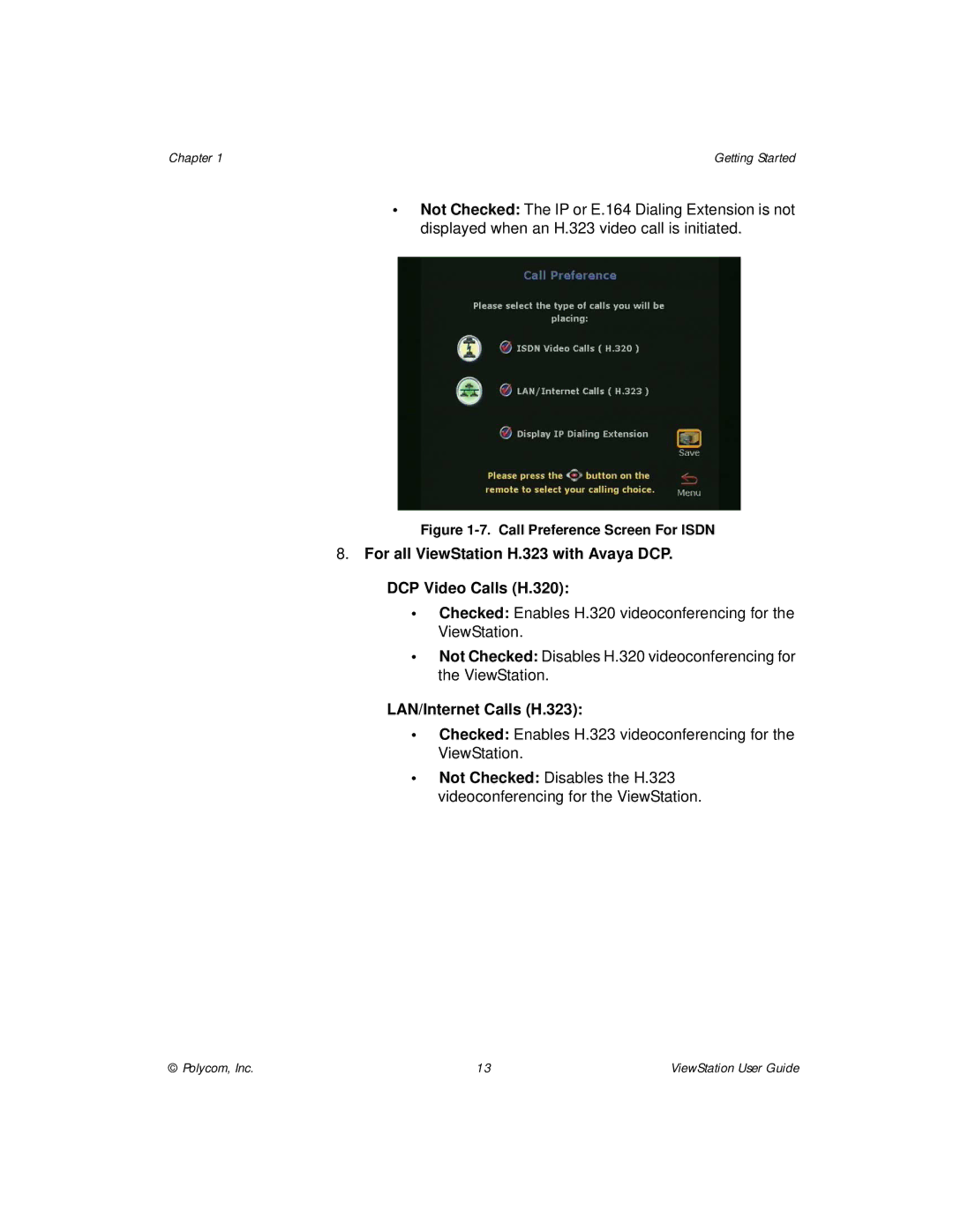 Polycom ViewStation manual Call Preference Screen For Isdn 