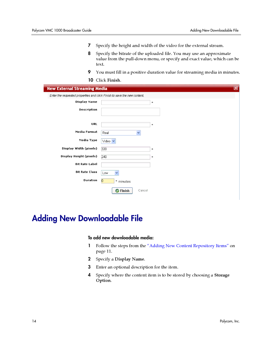 Polycom VMC 1000 manual Adding New Downloadable File 