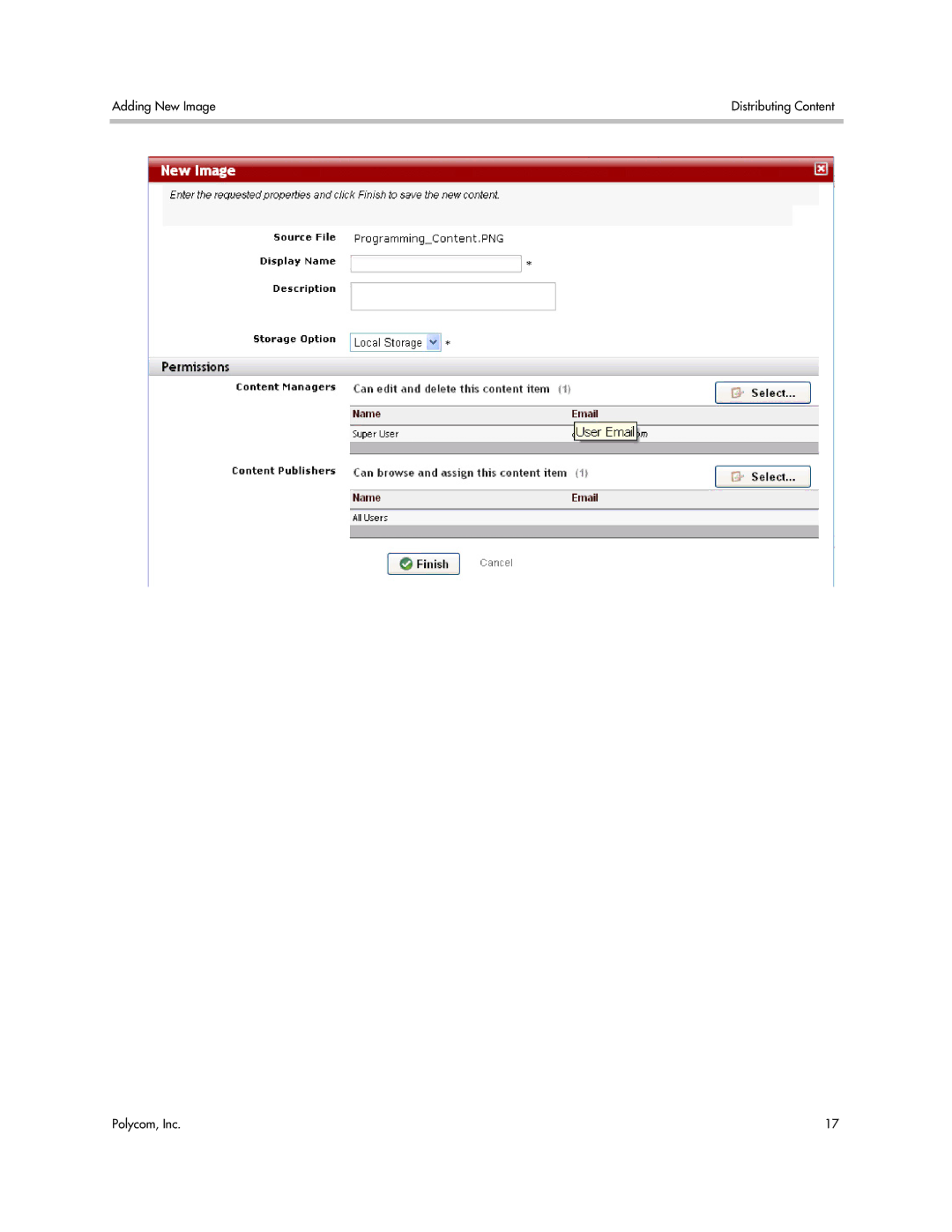 Polycom VMC 1000 manual Adding New Image Distributing Content Polycom, Inc 