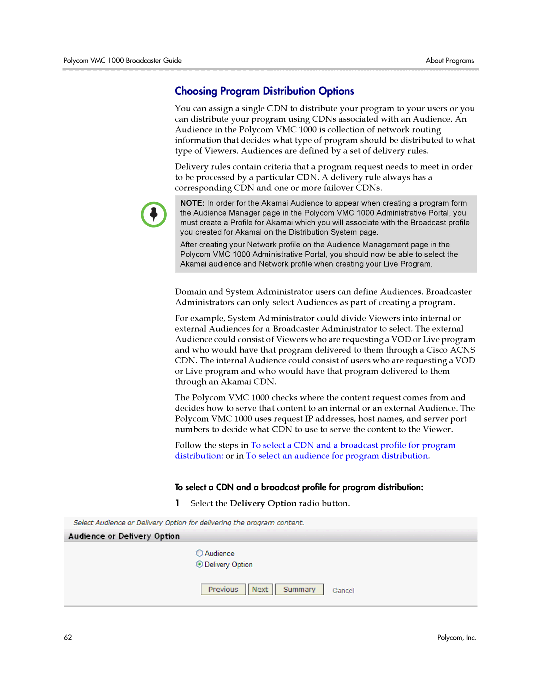 Polycom VMC 1000 manual Choosing Program Distribution Options 