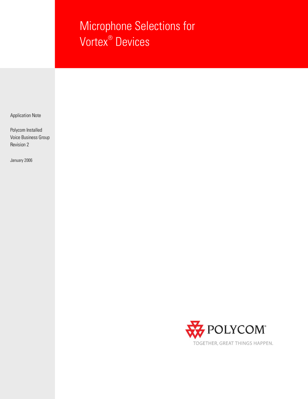 Polycom manual Microphone Selections for Vortex Devices 