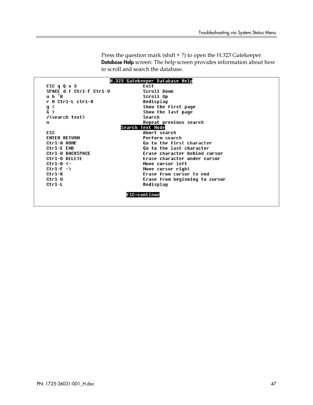 Polycom 1725-36031-001, VP010 manual Troubleshooting via System Status Menu 