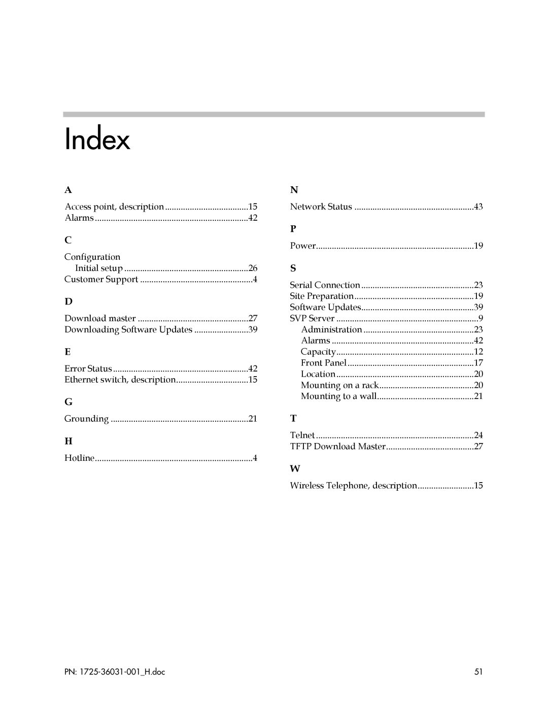 Polycom 1725-36031-001, VP010 manual Index 