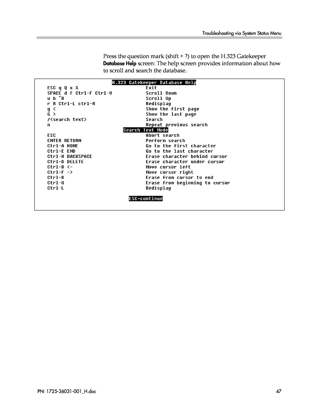 Polycom VP010 manual Troubleshooting via System Status Menu, PN 1725-36031-001H.doc 
