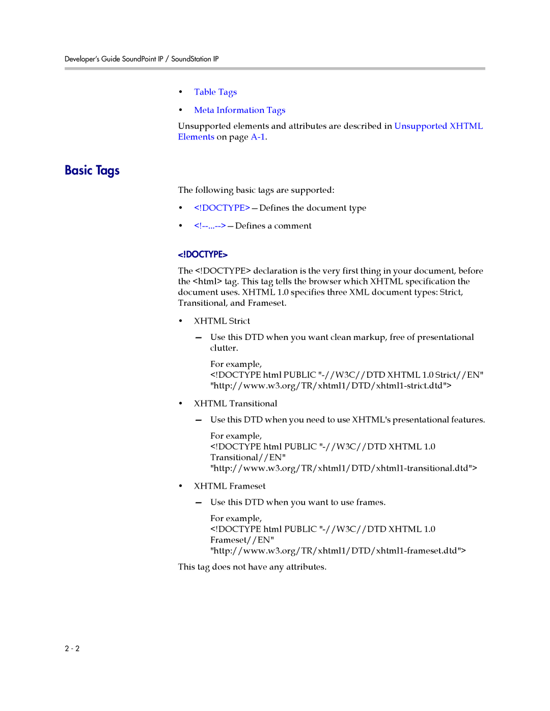 Polycom VR-6000 manual Basic Tags 