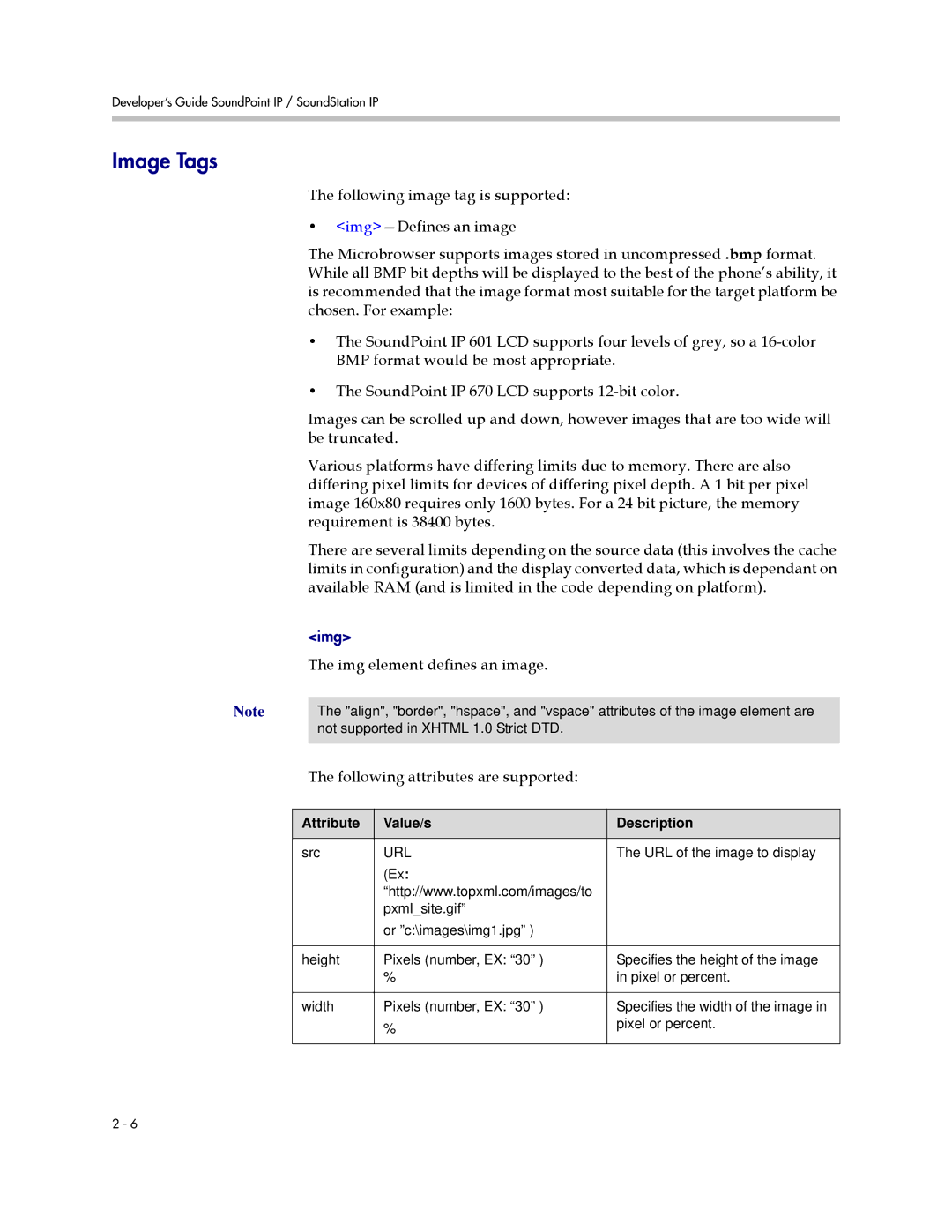 Polycom VR-6000 manual Image Tags, Img element defines an image 