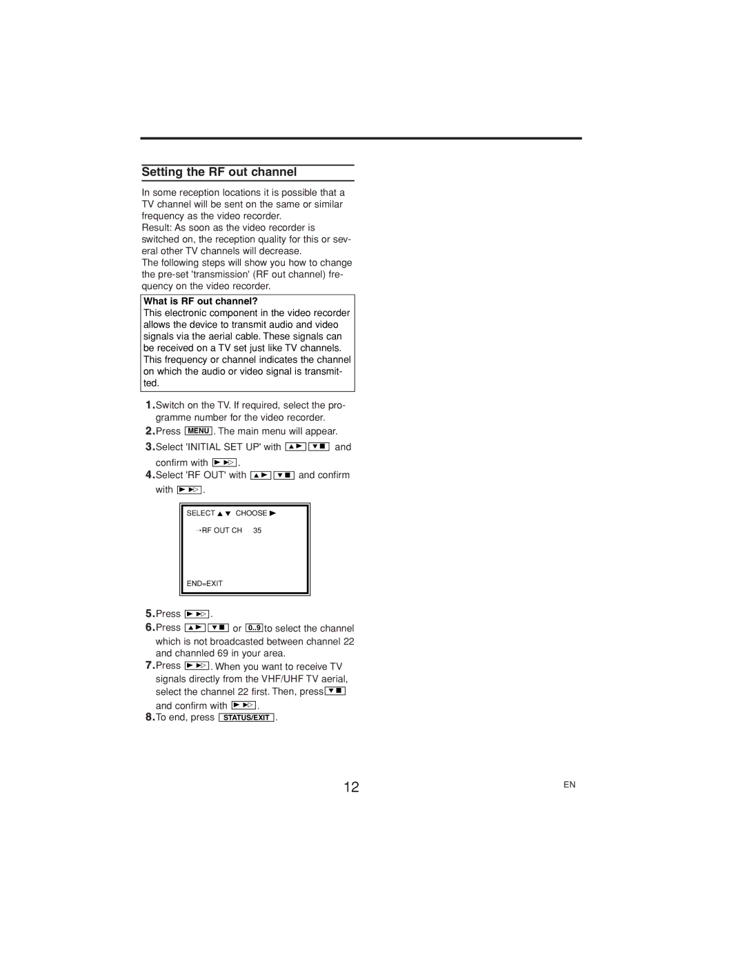 Polycom VR630/07 manual Setting the RF out channel, What is RF out channel? 