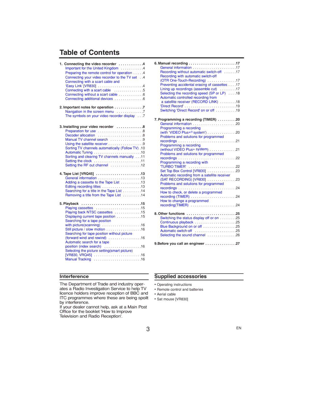 Polycom VR630/07 manual Table of Contents 