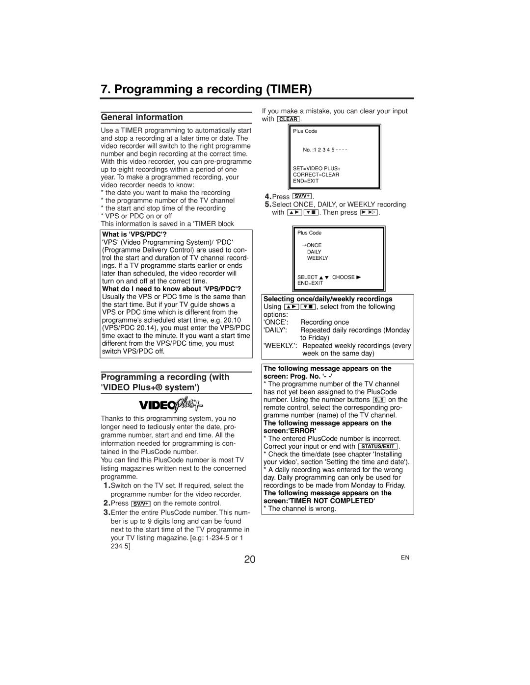 Polycom VR630/07 manual Programming a recording Timer, Programming a recording with Video Plus+ system 