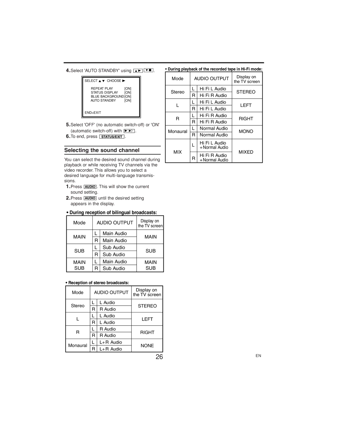 Polycom VR630/07 manual Selecting the sound channel, During reception of bilingual broadcasts 