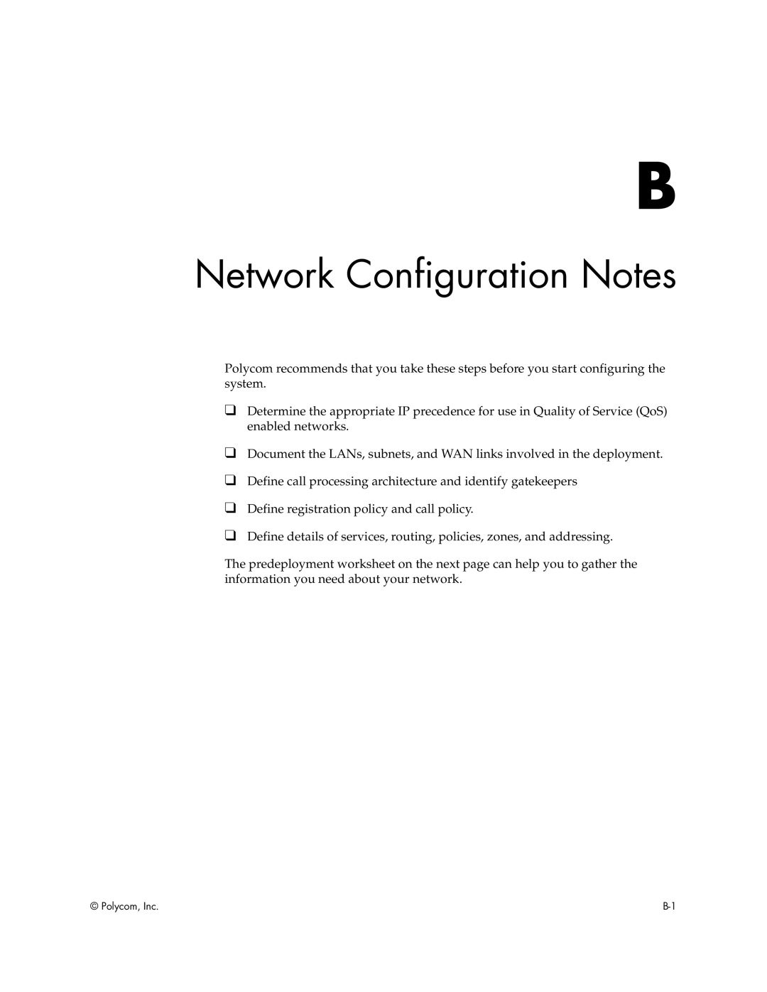 Polycom VS4000 manual Network Configuration Notes 