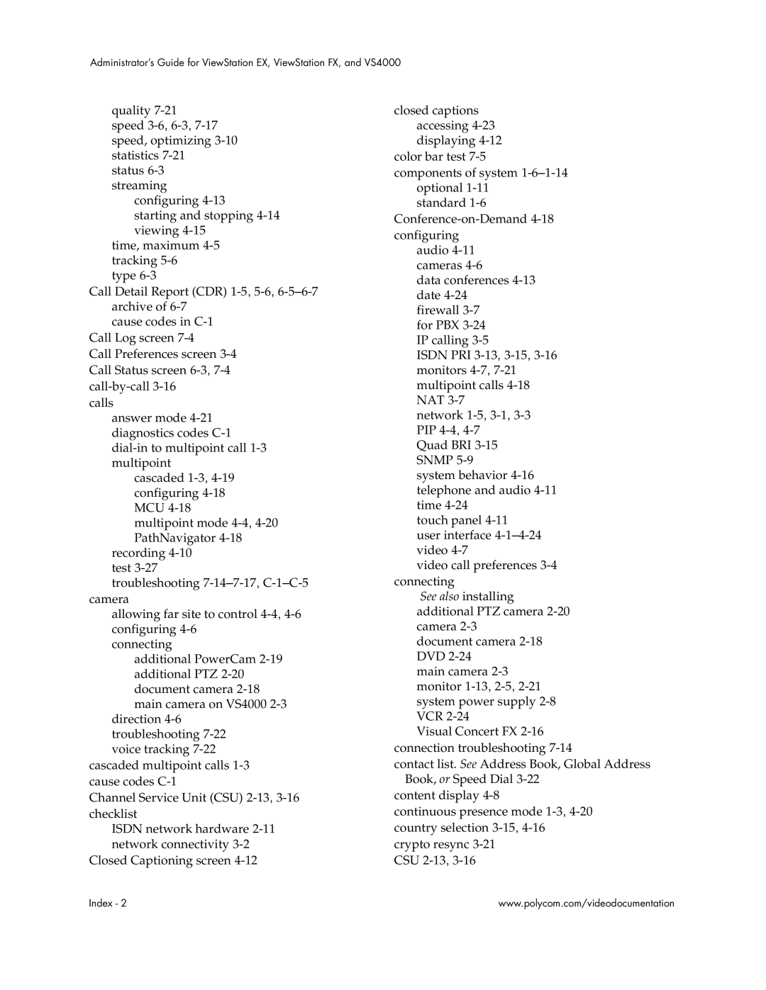 Polycom VS4000 manual Index 