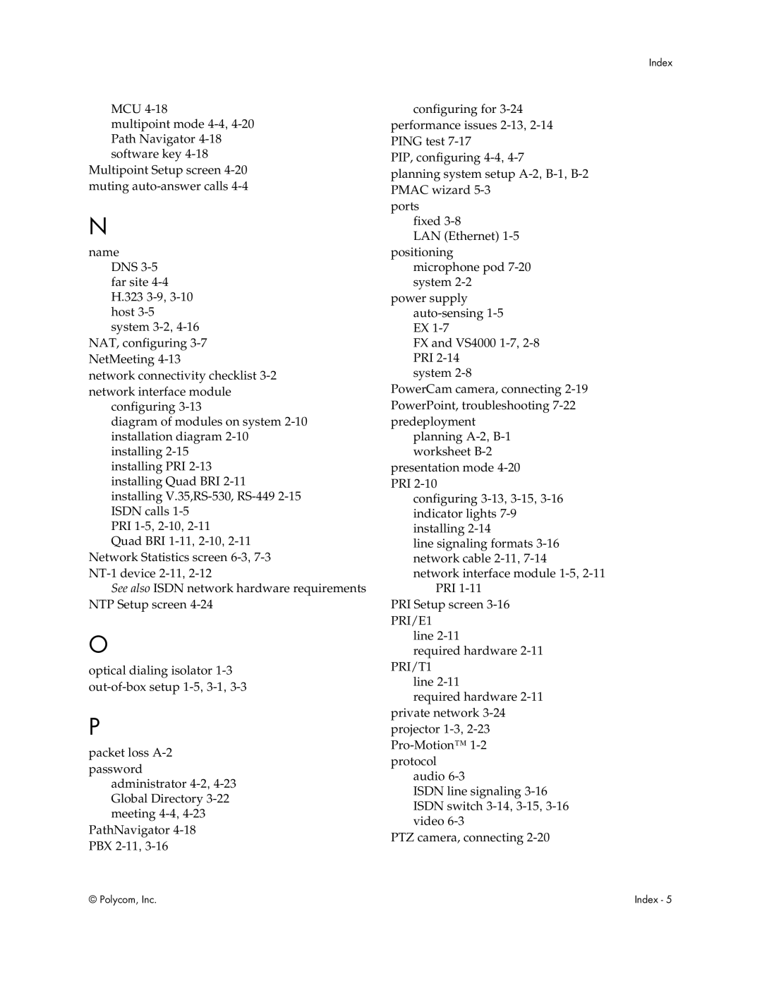 Polycom VS4000 manual Index 