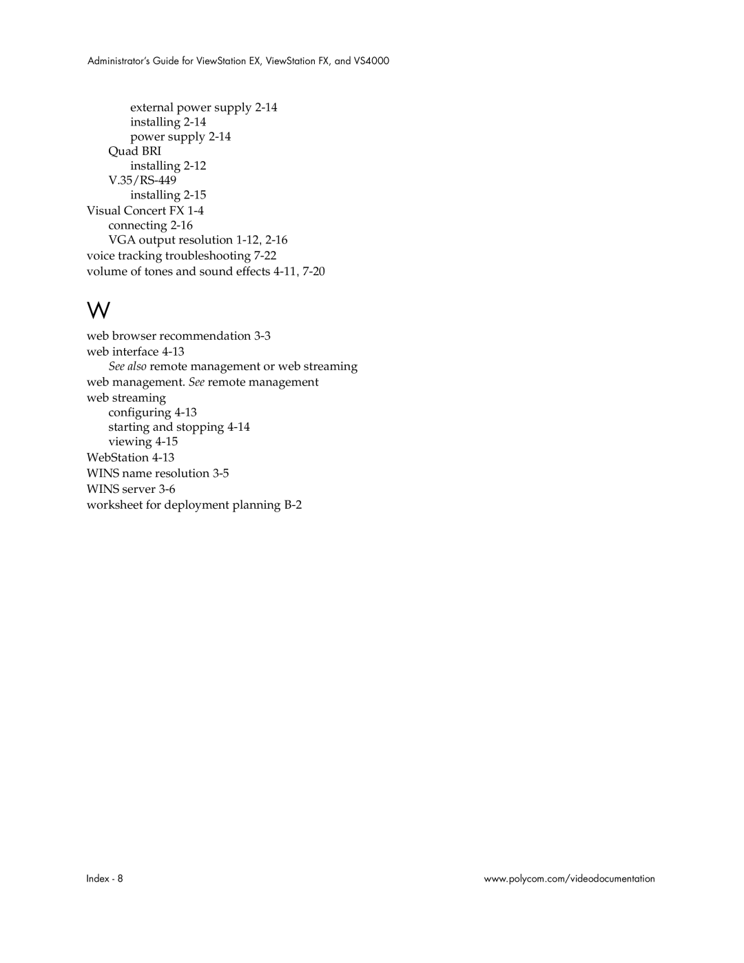 Polycom VS4000 manual Index 