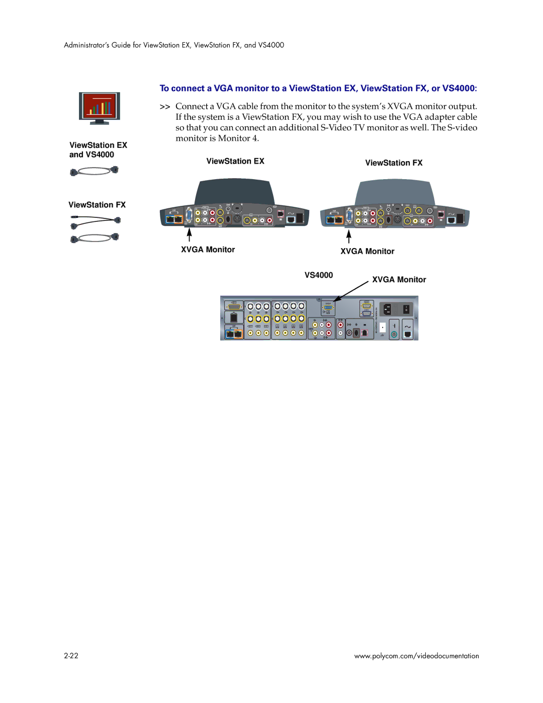 Polycom manual ViewStation EX VS4000 ViewStation FX, Xvga Monitor VS4000 