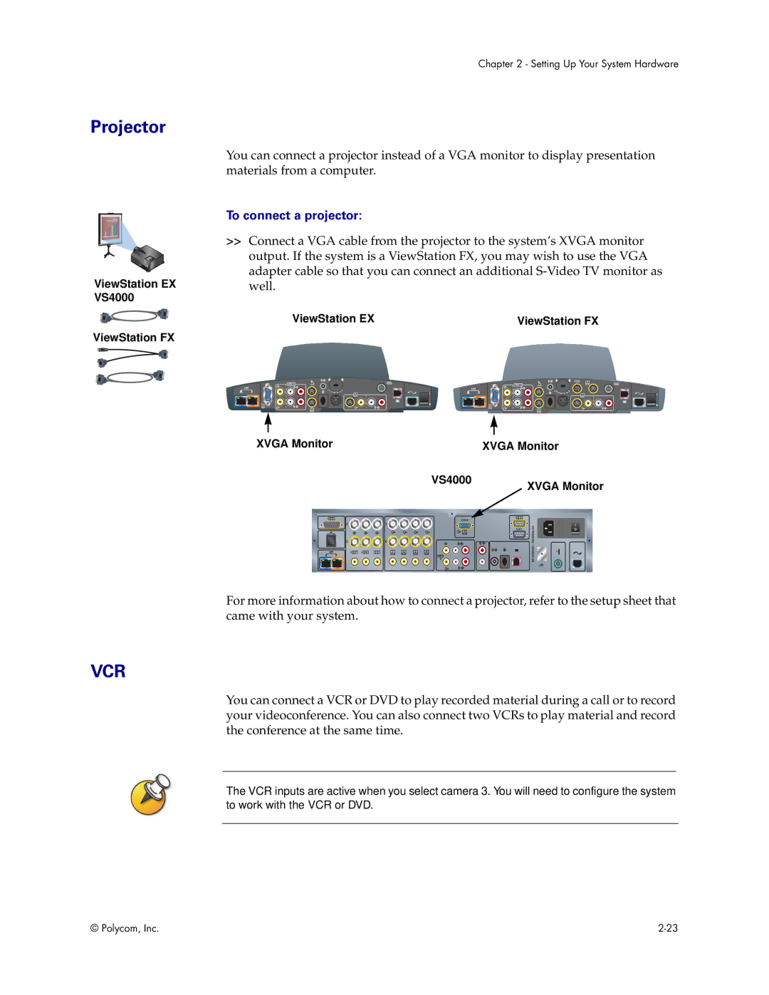 Polycom VS4000 manual Projector, To connect a projector 