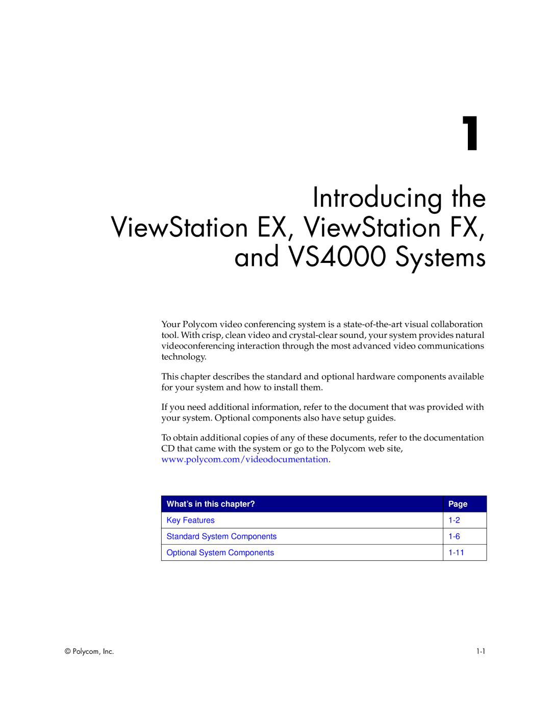 Polycom manual Introducing ViewStation EX, ViewStation FX VS4000 Systems, What’s in this chapter? 