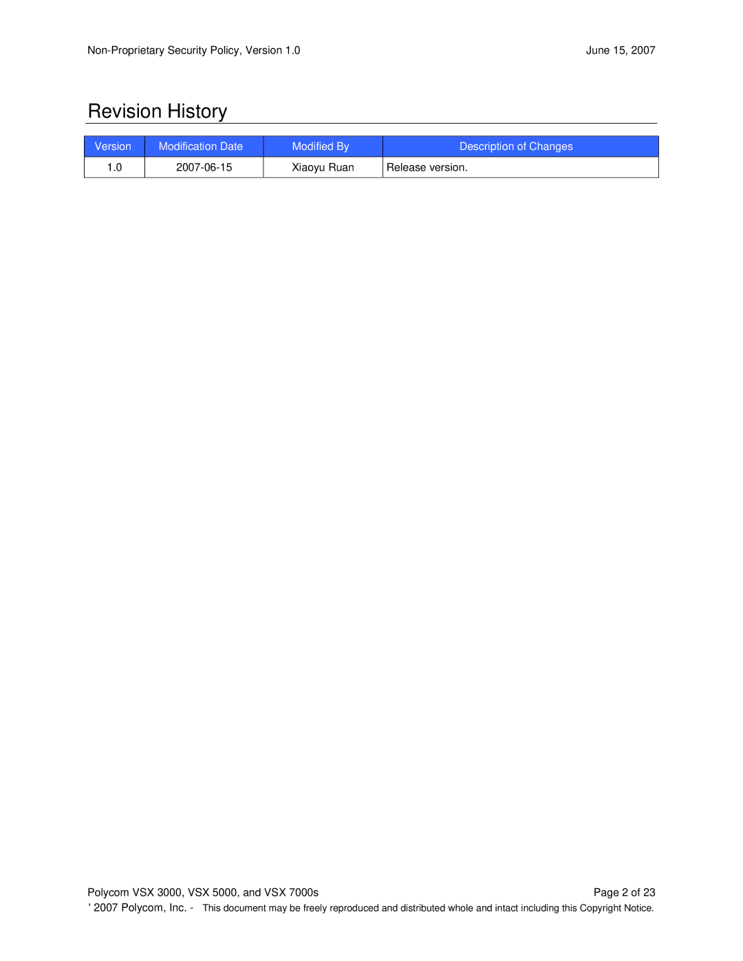 Polycom manual Revision History, Polycom VSX 3000, VSX 5000, and VSX 7000sPage 2 