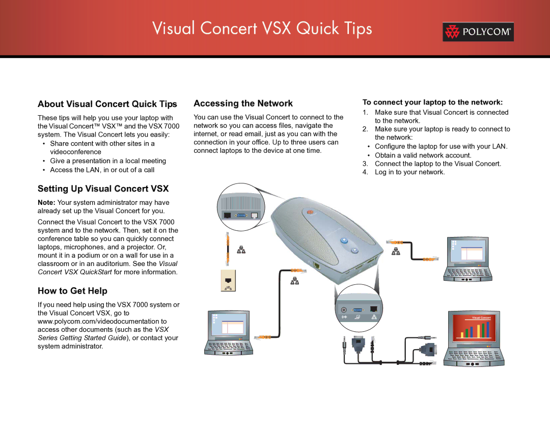 Polycom VSX 7000 quick start Visual Concert VSX Quick Tips, About Visual Concert Quick Tips, Setting Up Visual Concert VSX 