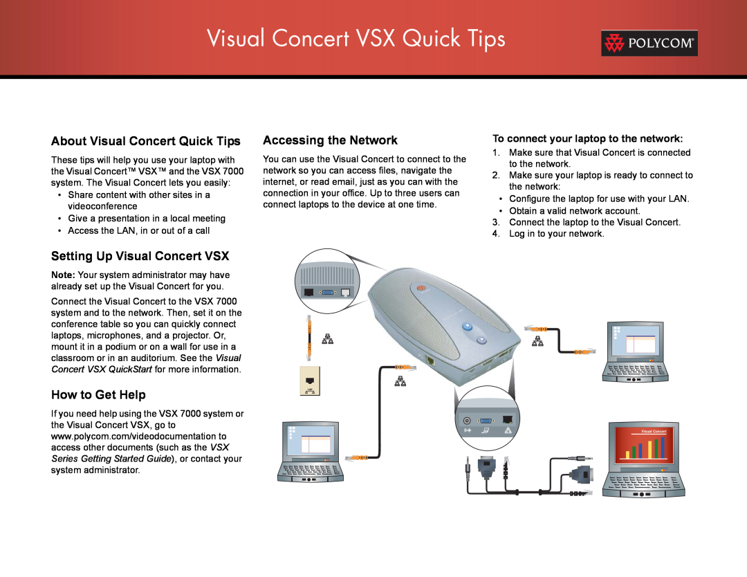 Polycom VSX 7000 quick start Visual Concert VSX Quick Tips, About Visual Concert Quick Tips, Setting Up Visual Concert VSX 