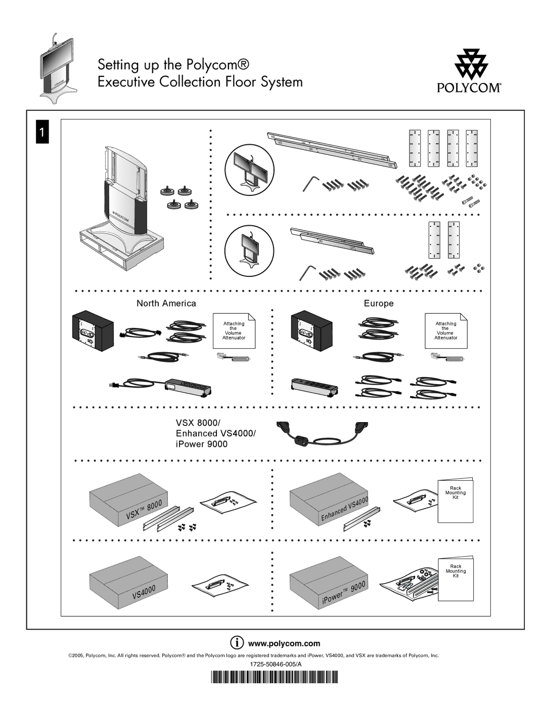 Polycom ENHANCED VS4000, VSX 8000, IPOWER 9000 manual Setting up the Polycom Executive Collection Floor System 