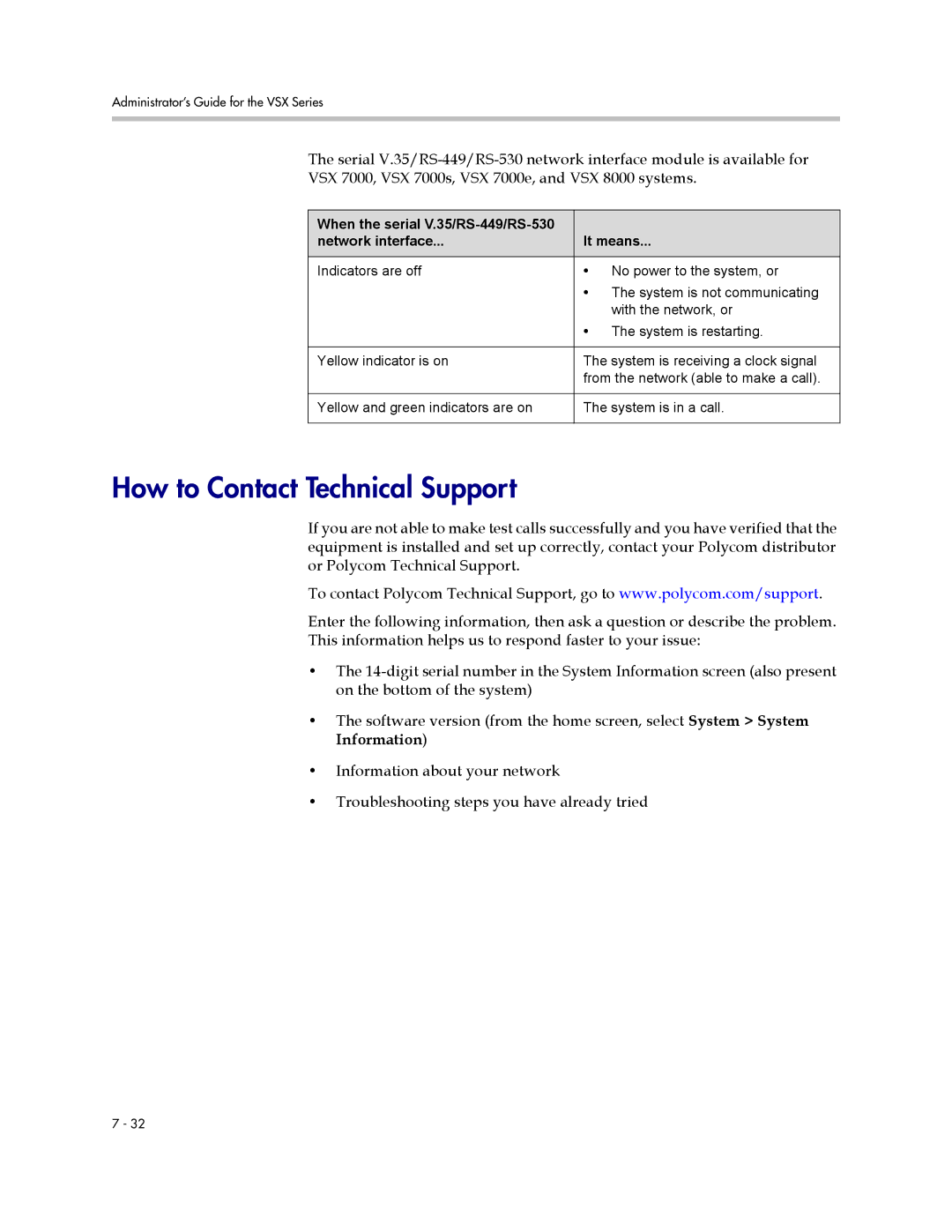 Polycom VSX Series manual How to Contact Technical Support 