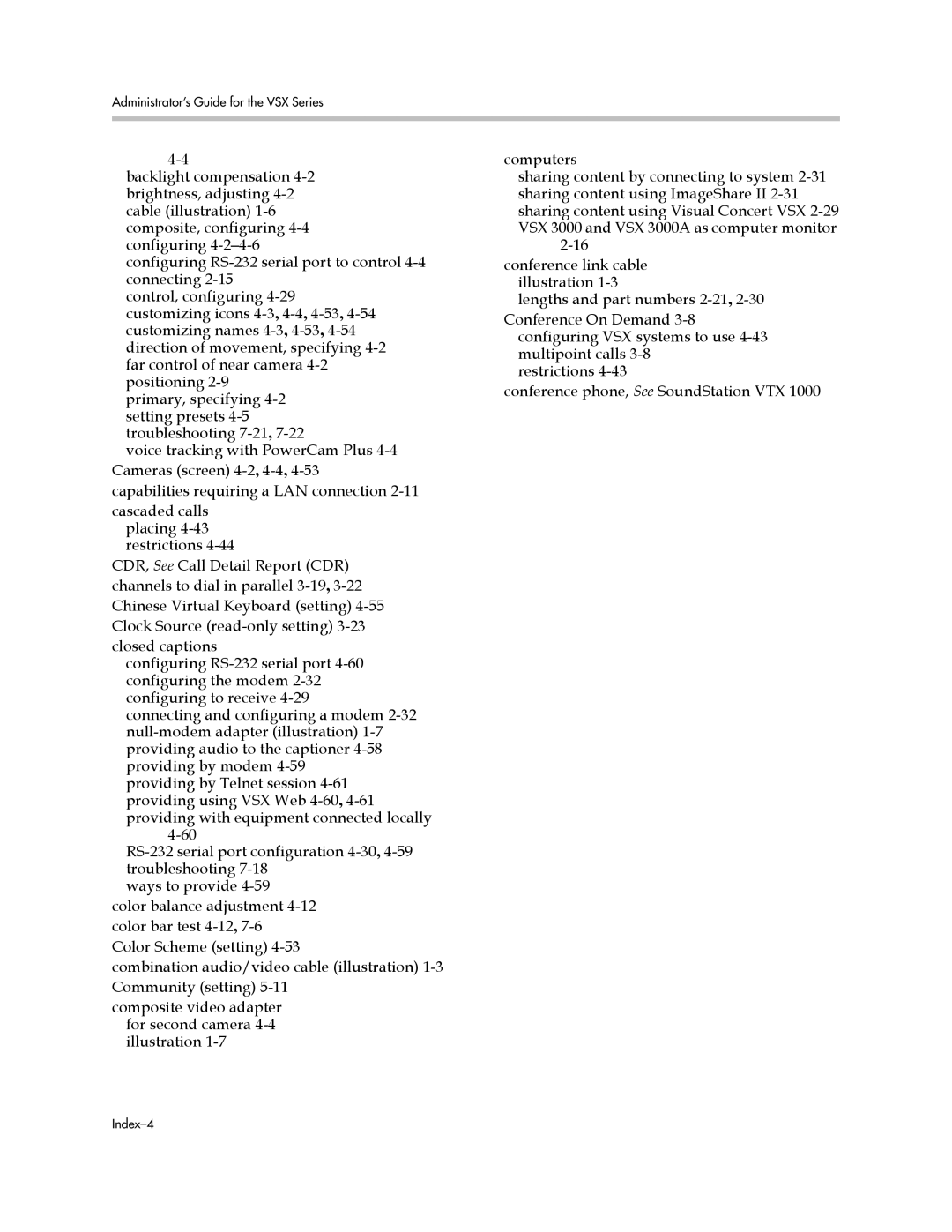 Polycom VSX Series manual Index-4 