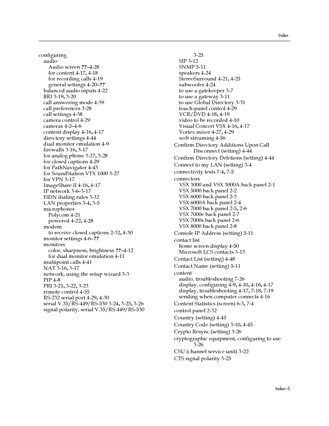 Polycom VSX Series manual Index-5 