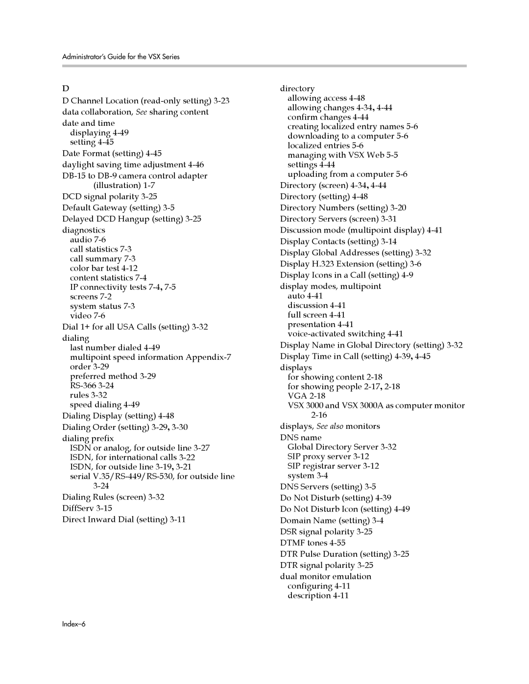 Polycom VSX Series manual Index-6 