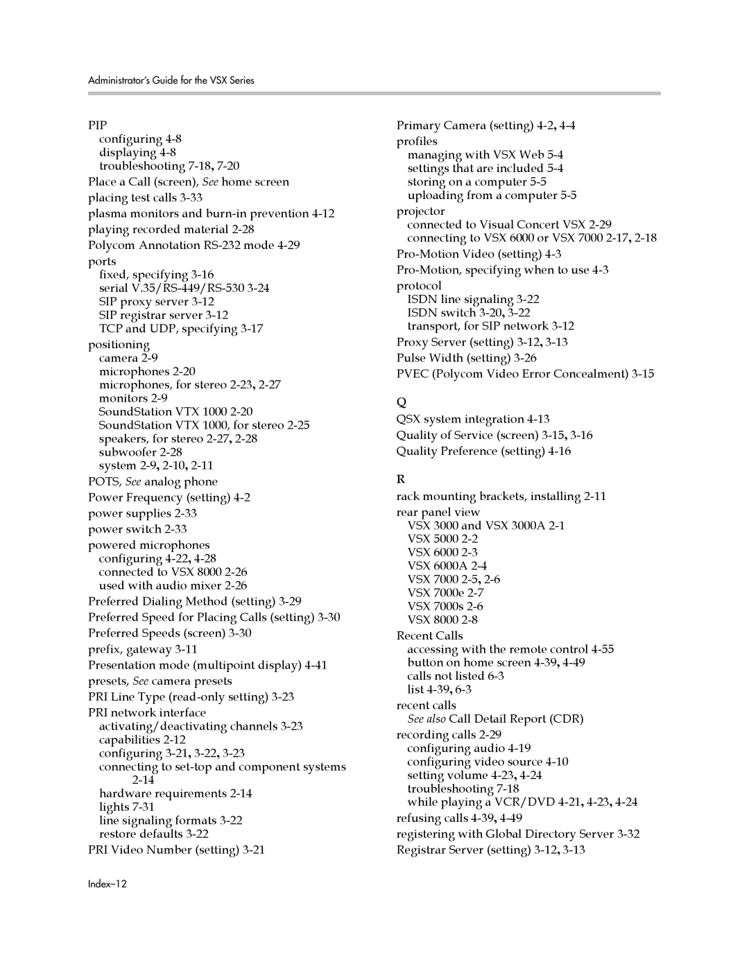 Polycom VSX Series manual Index-12 