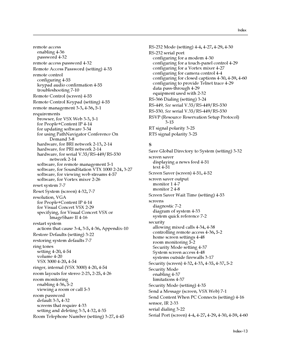 Polycom VSX Series manual Index-13 