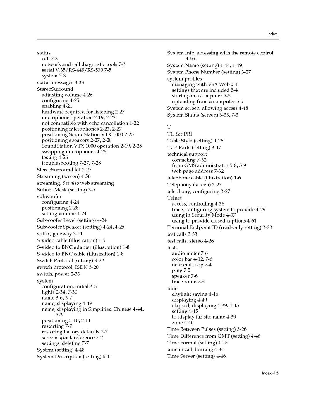 Polycom VSX Series manual Index-15 