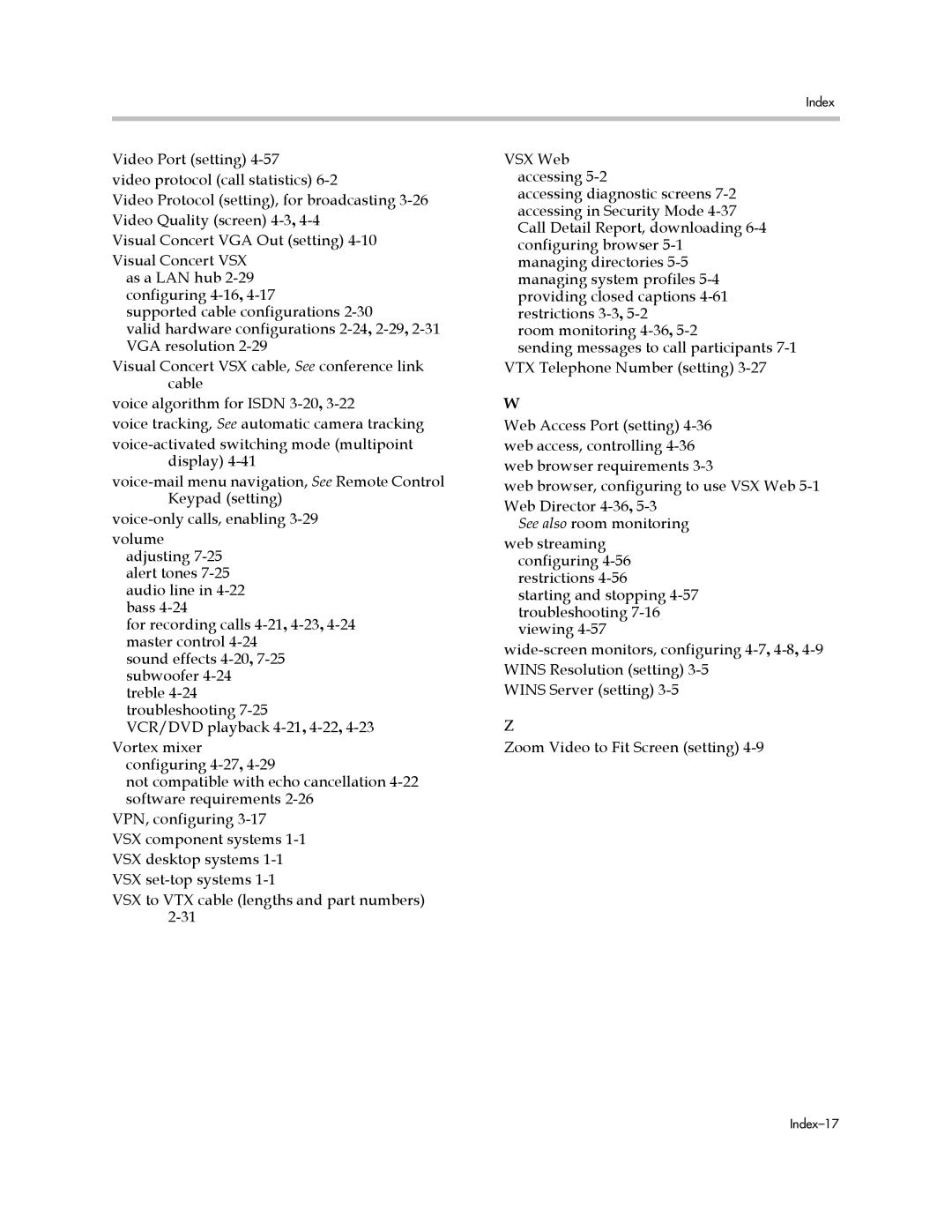 Polycom VSX Series manual Index-17 