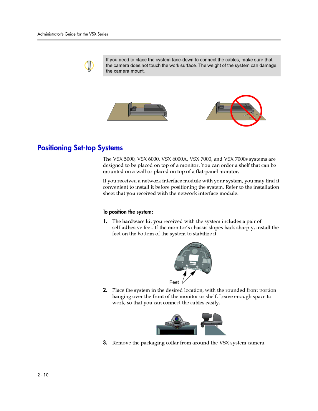 Polycom VSX Series manual Positioning Set-top Systems 