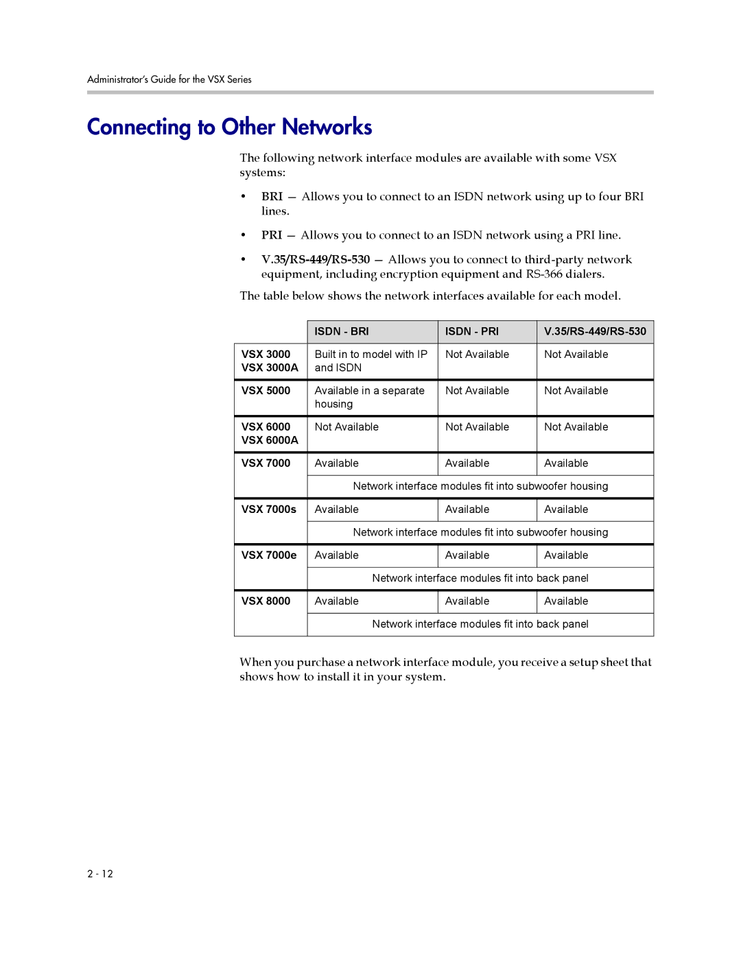 Polycom VSX Series manual Connecting to Other Networks 