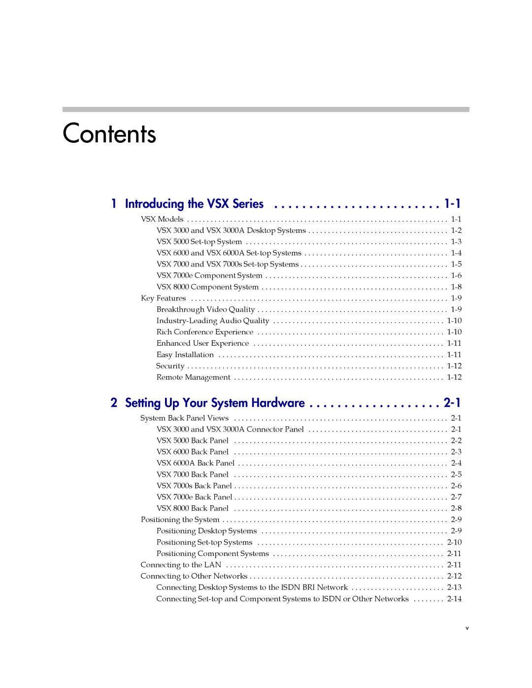 Polycom VSX Series manual Contents 