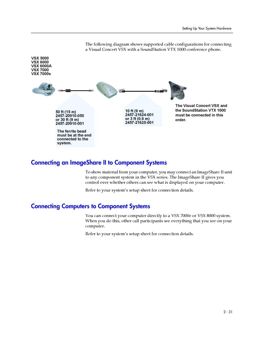 Polycom VSX Series manual Connecting an ImageShare II to Component Systems, Connecting Computers to Component Systems 