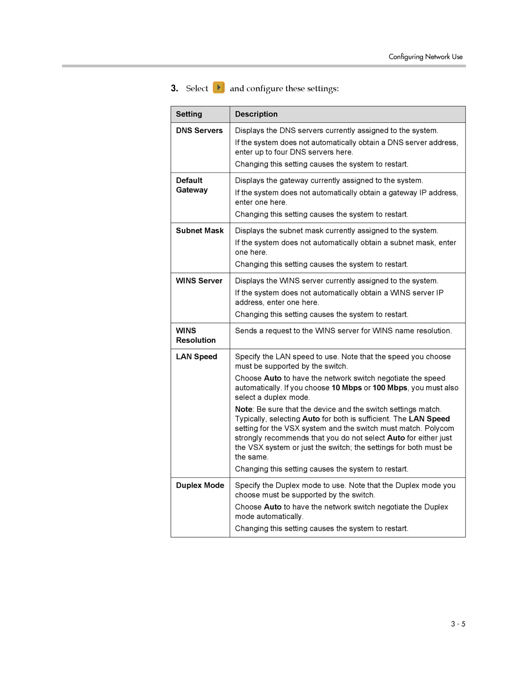 Polycom VSX Series manual Select and configure these settings 