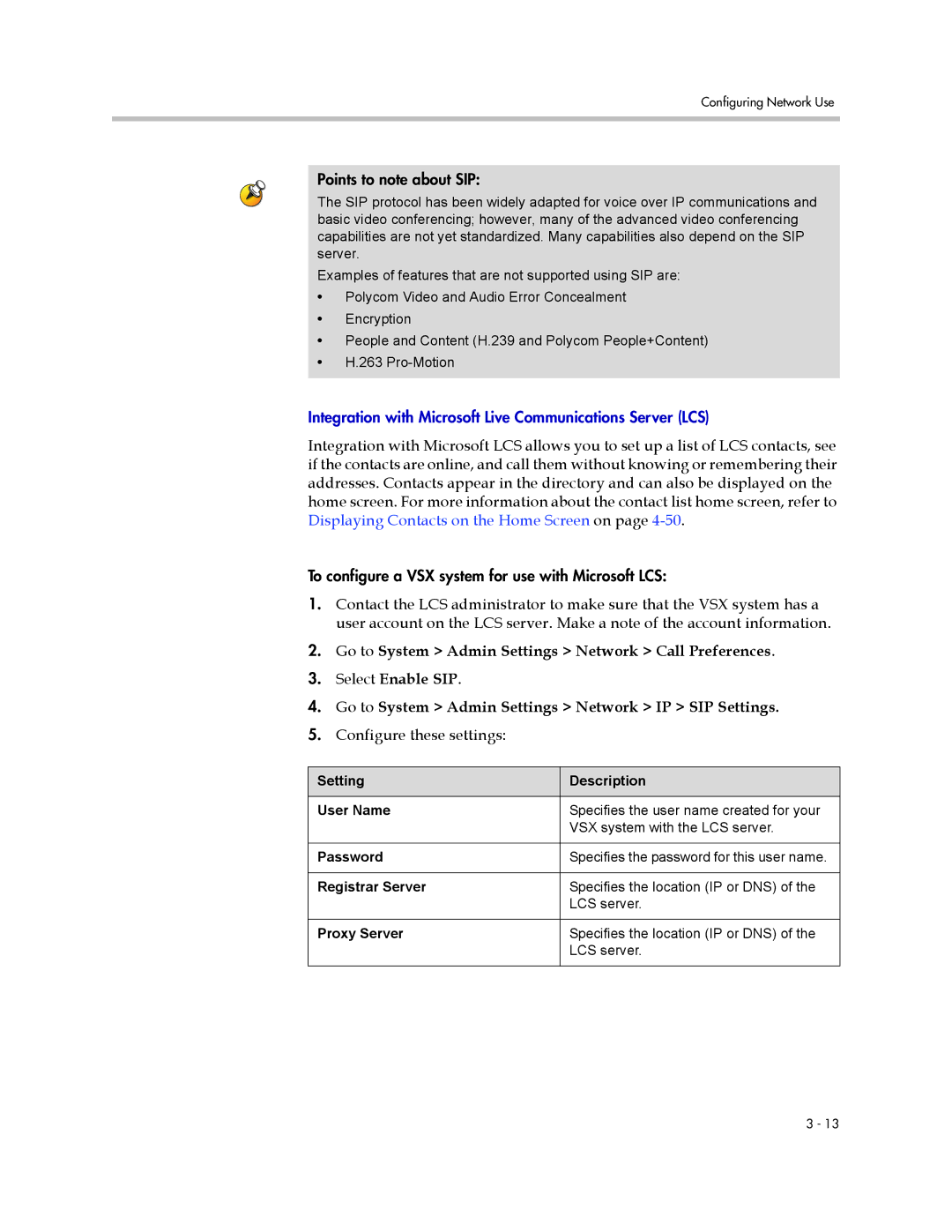 Polycom VSX Series manual Integration with Microsoft Live Communications Server LCS 