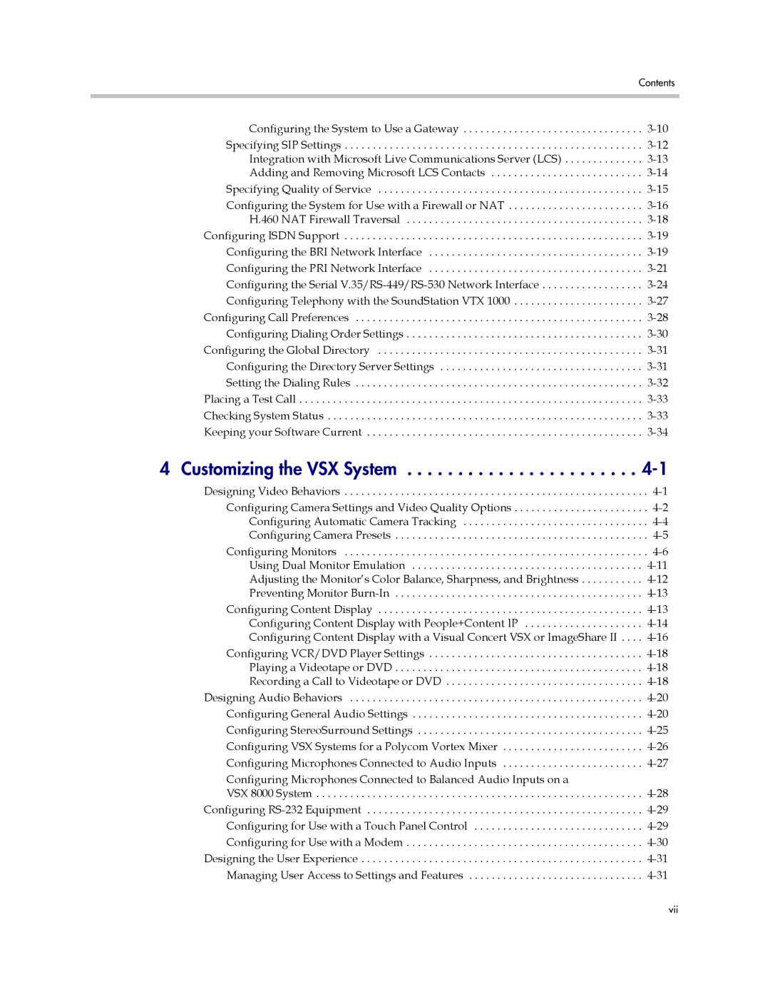 Polycom VSX Series manual Customizing the VSX System 