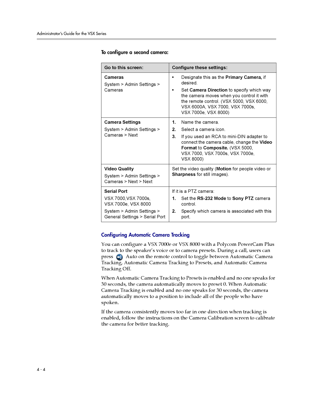 Polycom VSX Series manual Go to this screen Configure these settings Cameras, Camera Settings, Format to Composite. VSX 