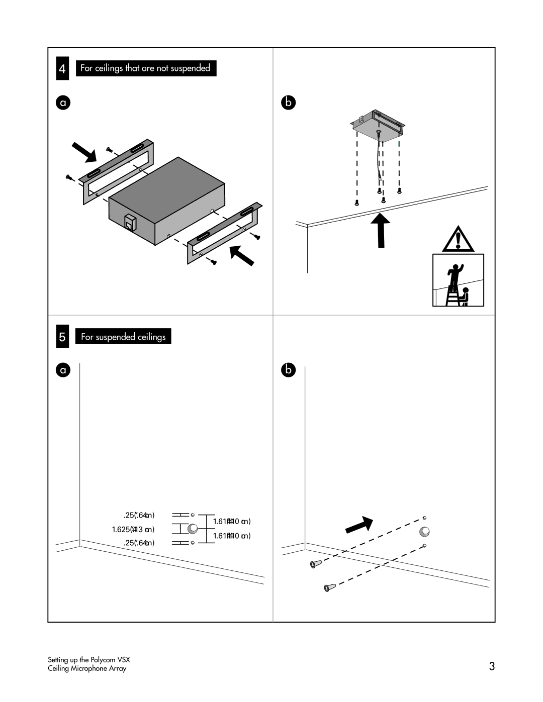 Polycom VSXTM 5000 manual For ceilings that are not suspended 