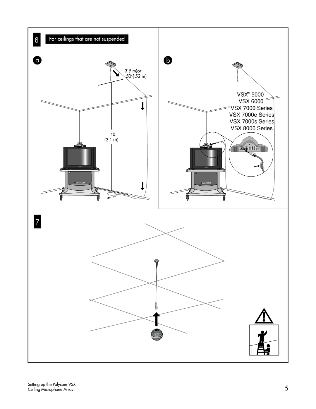 Polycom VSXTM 5000 manual For ceilings that are not suspended 