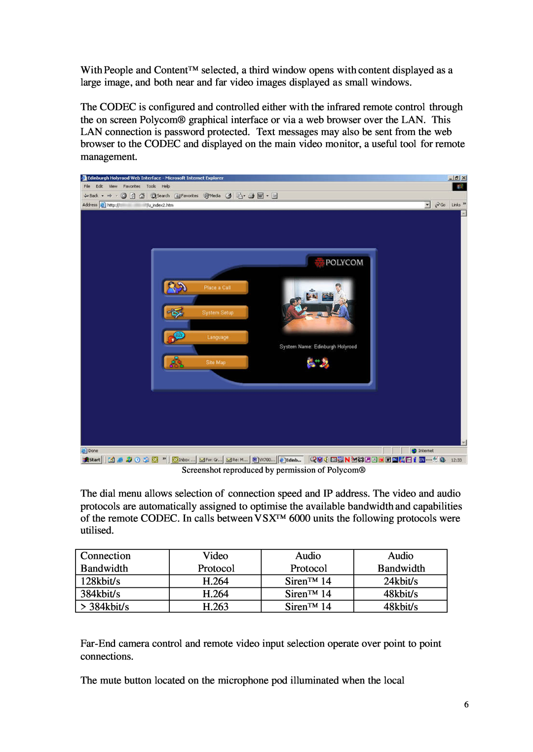Polycom VSXTM 6000 appendix Screenshot reproduced by permission of Polycom 
