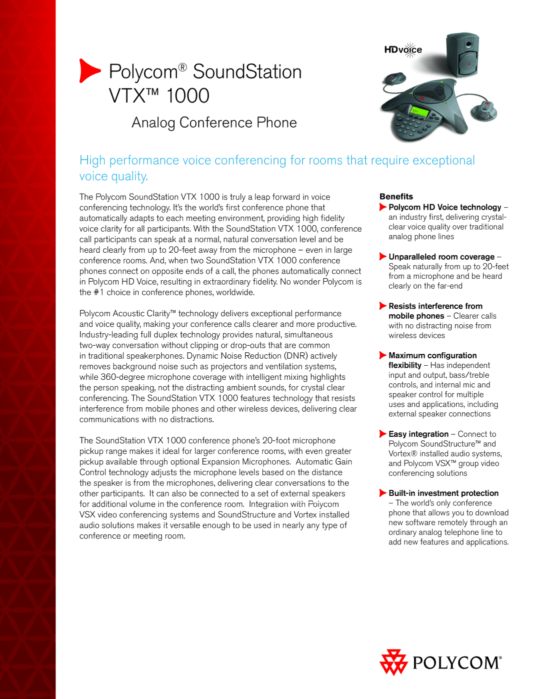 Polycom VTXTM 1000 manual Polycom SoundStation VTX 