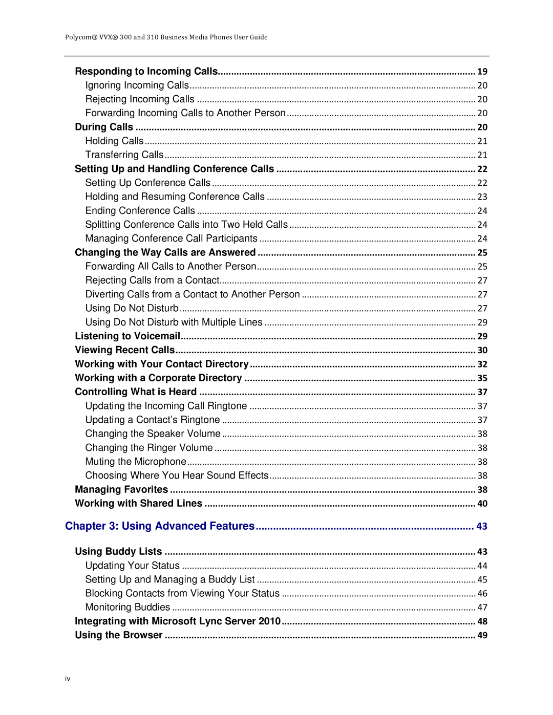 Polycom VVX 300 manual Using Advanced Features 