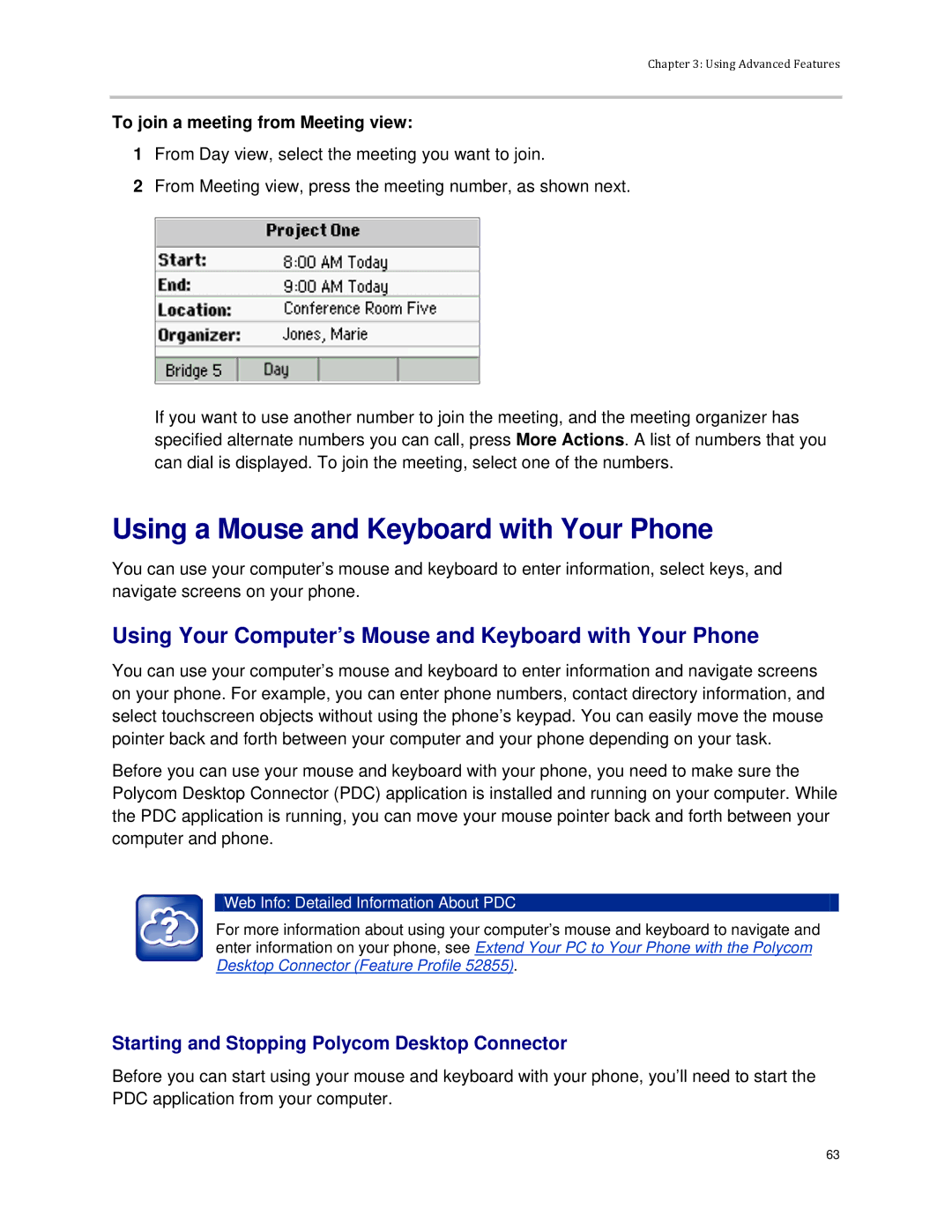 Polycom VVX 300 manual Using a Mouse and Keyboard with Your Phone, Using Your Computer’s Mouse and Keyboard with Your Phone 