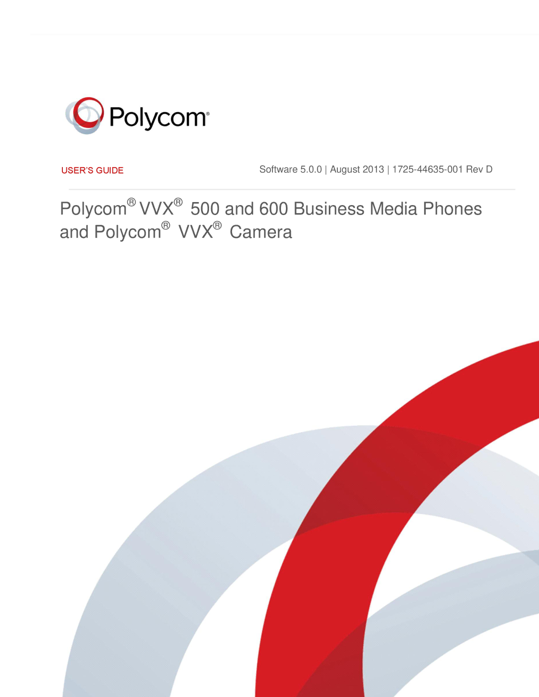 Polycom vvx 500 manual Software 5.0.0 August 2013 1725-44635-001 Rev D 