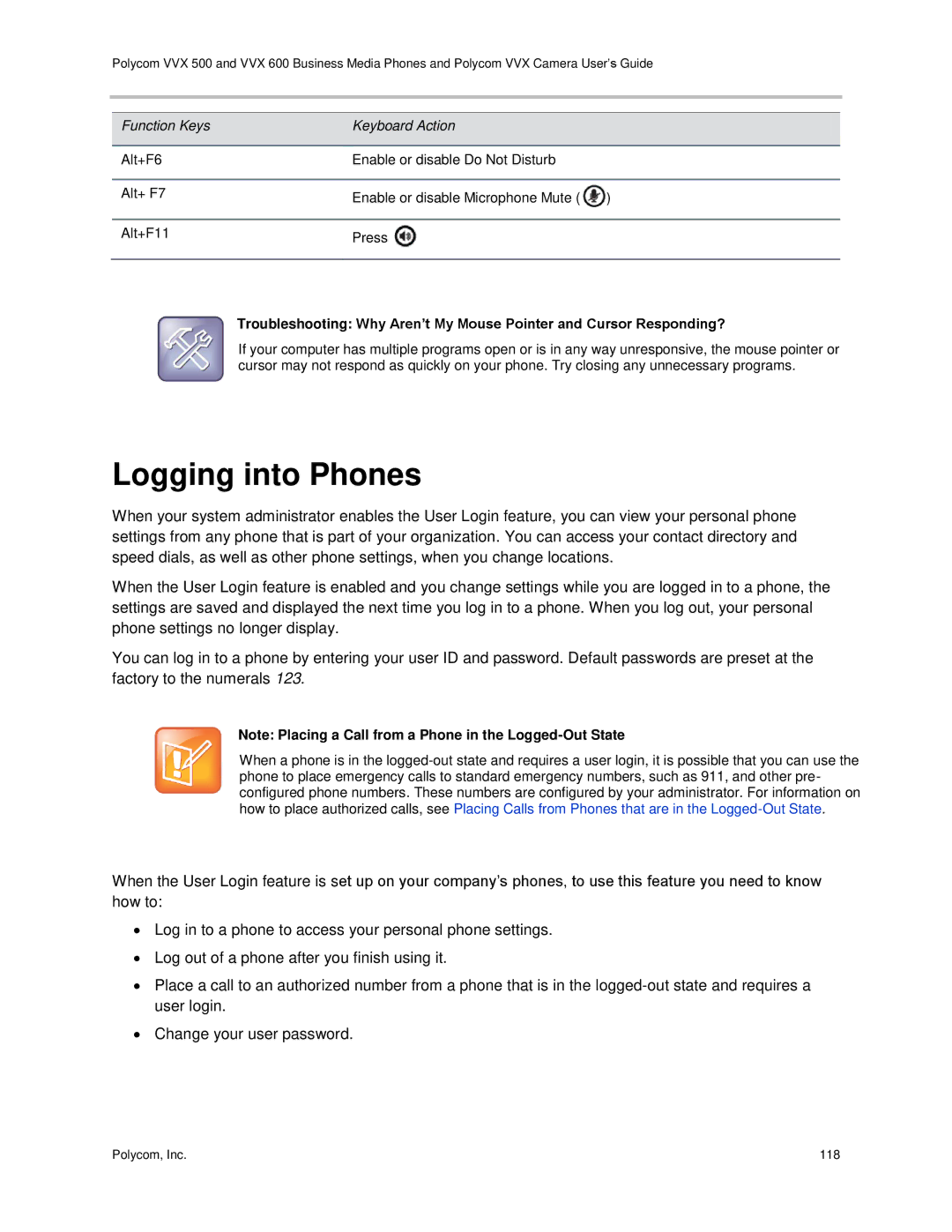 Polycom vvx 500 manual Logging into Phones 