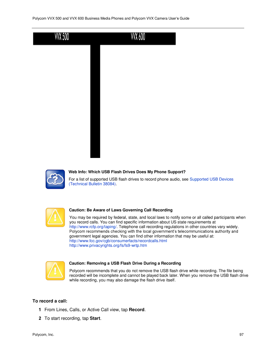 Polycom vvx 500 manual To record a call, Web Info Which USB Flash Drives Does My Phone Support? 